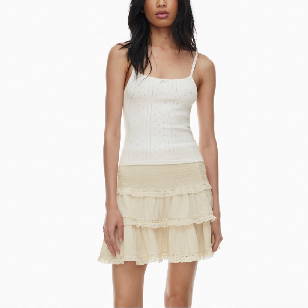 Aritzia Cream Tiered Mini Skirt